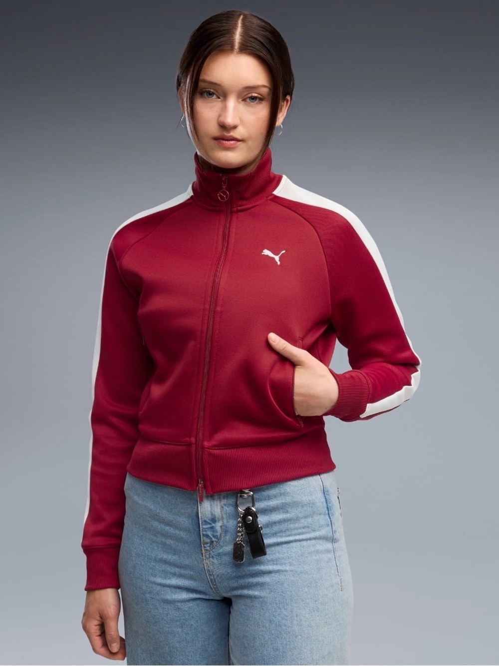 PUMA T7 Retro Track Jacket Red White Full Zip Size S